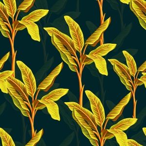 Tropical Big Leaves Seamless Pattern Design Textile Fabric With Burnham Background